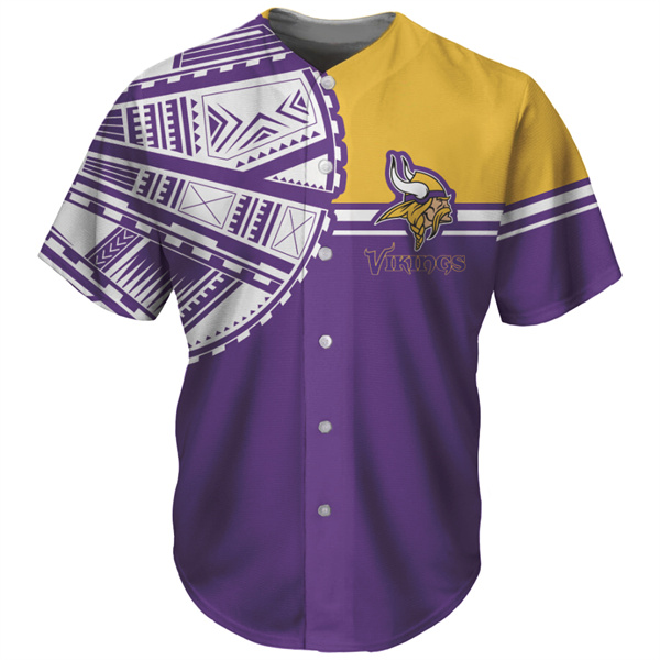 Men's Minnesota Vikings Purple Baseball Jersey Men's Minnesota Vikings Purple Baseball Jersey